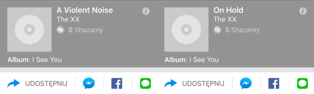 Screenshot album informatie The XX door Reddit-gebruiker days-of-candy