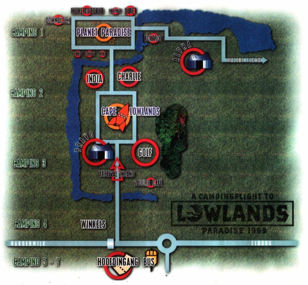Plattegrond Lowlands 1999