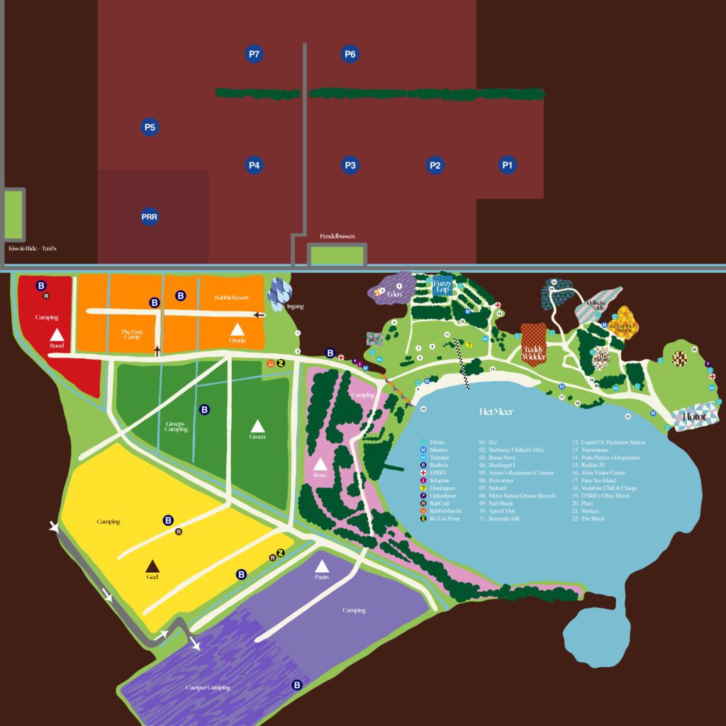 plattegrond down the rabbit hole 2024 met parking