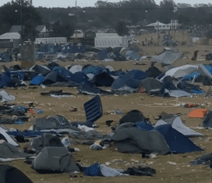Dramatische beelden van noodweer op Roskilde 2024