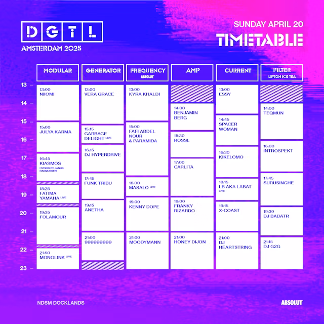 DGTL 2025 sunday timetable